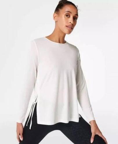 Sweaty Betty NWT  Tie Side Yoga Long Sleeve Top Lily White