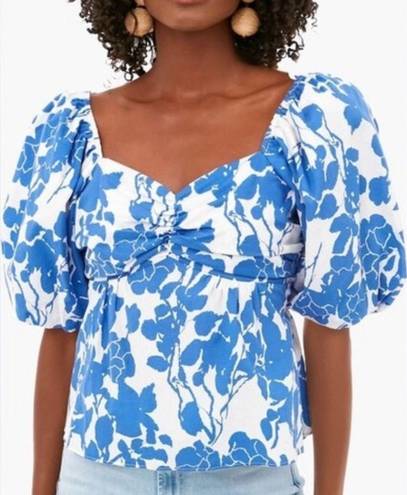 Tuckernuck  Hyacinth House Blue Floral Fiori Puff Sleeve Blouse NWT Size XS