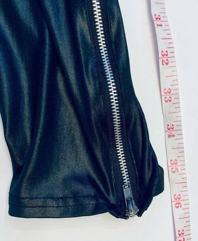 Kardashian Kollection  Womens Size Medium Ankle Leggings Black Shiny Stretch