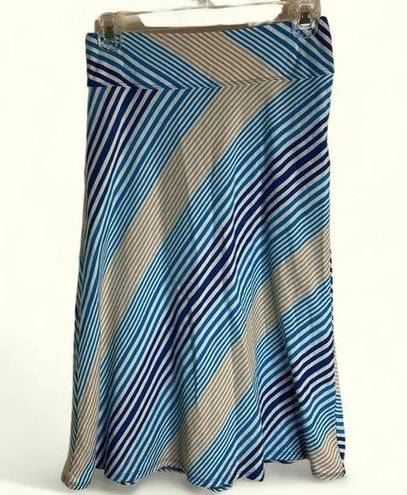 Marmot Ladies flared full midi length blue striped cotton blend skirt size XS