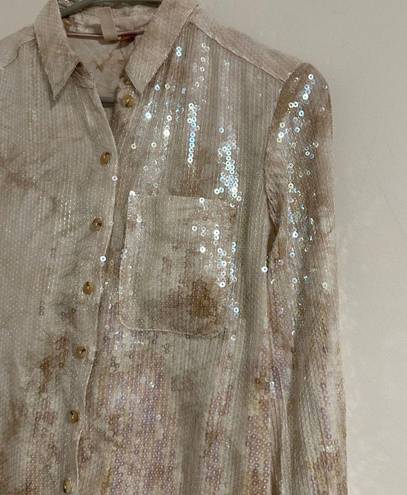 Pilcro  Anthropologie Sequin NYE blouse sparkle button up