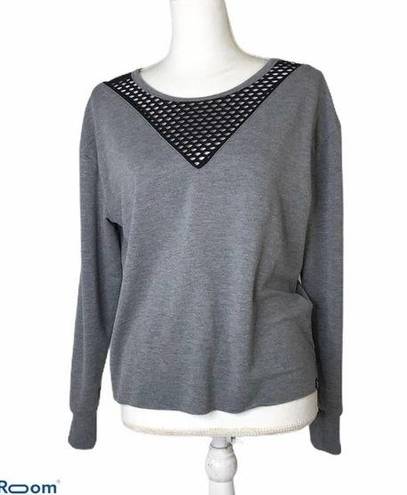 Gottex  fishnet neckline grey pullover sweatshirt