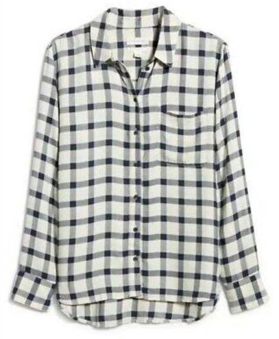 Treasure & Bond  Ivory Jade Plaid Boyfriend Tunic Shirt Sz S NEW