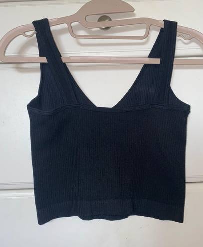 Aura Black Ribbed Crop Top