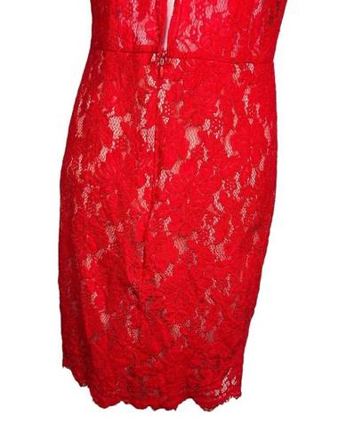 Sans Souci  Red Lace Halter Sleeveless bodycon Dress Size XL