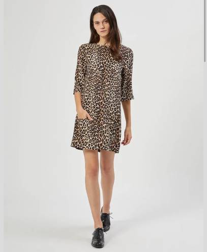 Equipment Femme Aubrey Silk Cheetah Print Shift Dress S