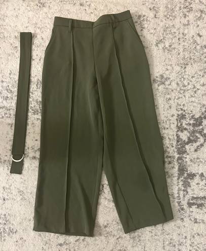 Crop Wide Leg Trousers Green Size M