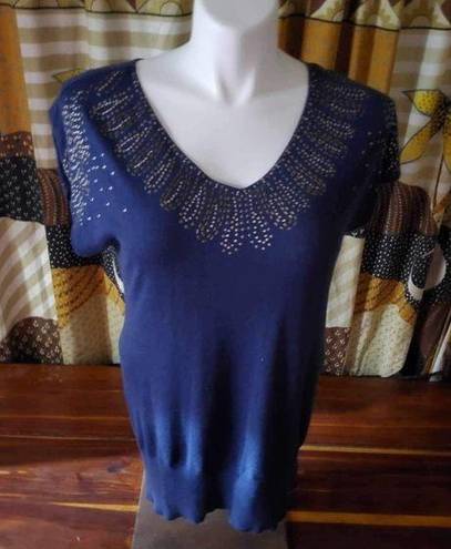 Cache  size medium blue top cap sleeve bust 38 inches length 27 inches