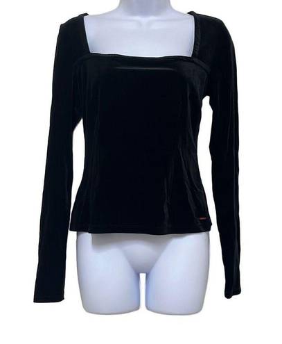 n:philanthropy n philanthropy Womens Medium Square Neck Top Black Velvet Armida Long Sleeve NWT