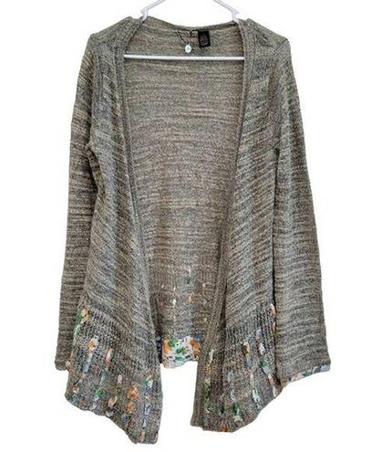 BKE  Wool Blend Open Front Ribbon Flyaway Waterfall Cardigan Sweater Size Small