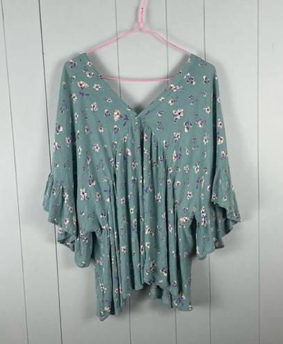 L LOVE Boutique  Floral Double V-neck Floral Babydoll Blouse