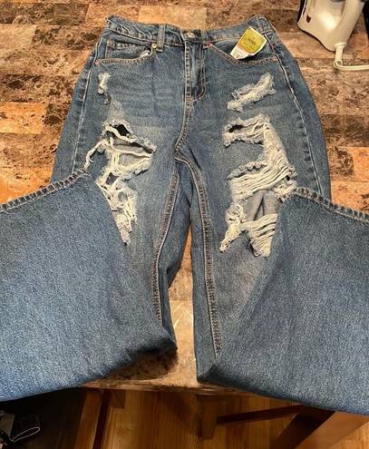 Wax Jean Distressed Oversized High Waisted Jeans