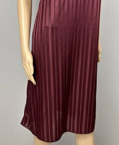 Petra Fashions Vintage  Size Medium Chemise Shimmer Stripes Burgundy Nighty Dress