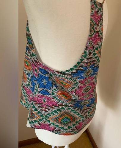 Lovers + Friends  Revolve Poppy Geometric Mosaic Layered Flowy Cami Tank Small