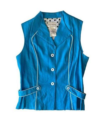 Karin Stevens  Teal Blue White Retro Style Vest 10