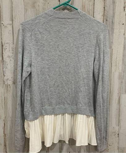 Chelsea28  Gray Cashmere Blend Open Cardigan Pleated Accent Super Soft