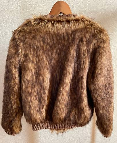 Faux Fur Jacket Brown Size XS