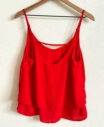 Milk and Honey  Red Spaghetti Strap Tiered Flowy Cami Tank Top Women’s Large NWT