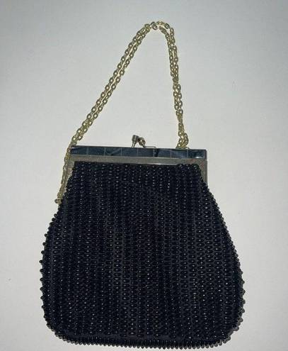 Krass&co Vintage 50s Fine Arts Bag  Beaded Handbag Clutch Evening Formal Black Gold