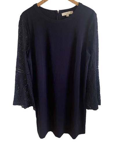 Loft - blue lace long sleeve dress