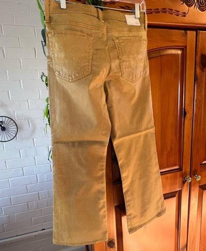 AG Adriano Goldschmied AG the quinne coated high waisted crop flare jean mustard gold size 31