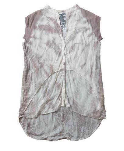 Young Fabulous and Broke Young, Fabulous & Broke beige tie-dye sleeveless button-down top size L