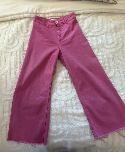 ZARA high waist marine straight pocket jeans pink