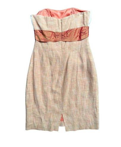 Tracy Reese Anthropologie  New York Orange Linen Sheath Style Strapless Dress Sz4