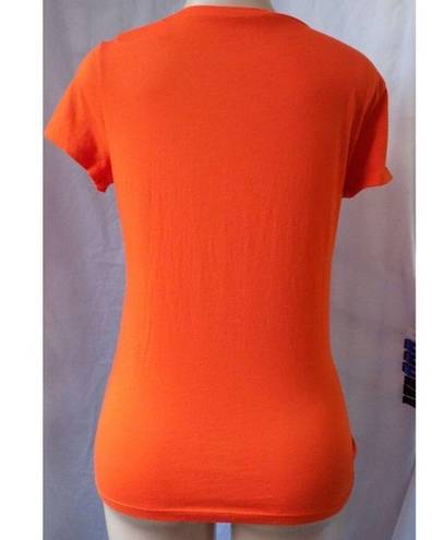 The Loft "" ORANGE LACE FRONT LINED SHORT SLEEVES SCOOP NECK T-SHIRT TOP SIZE: S NWT