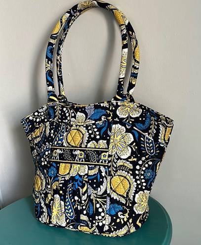 Vera Bradley  Eloise Ellie Blue Yellow Paisley Elephant Quilted Satchel Bag