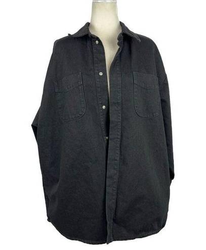 Good American  Black Denim Shacket Jacket Oversized Size 1/2 Minimalist GWS999P