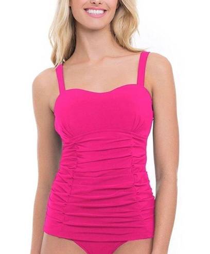 Gottex New. Pink  ruched tankini top. 32D. New