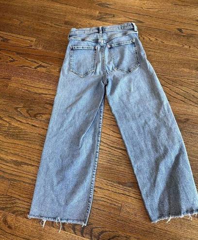 Banana Republic  High Rise Wide Leg Crop Cutoff Blue Jeans Size 24