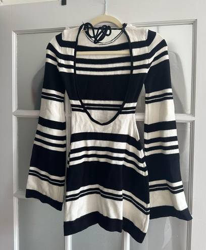 Boutique black and white stripped mini dress