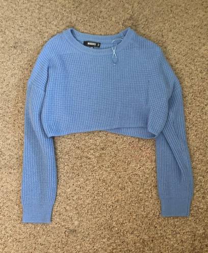 Missguided Cropped Baby Blue Sweater