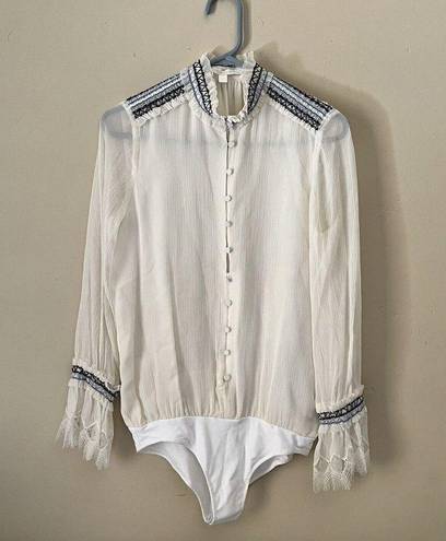 One Piece jonathan simkhai  embroidered boho bodysuit blouse size 2