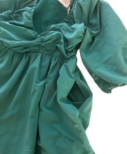 Tuckernuck  Hyacinth House Emerald Green XS Ruched V-Neck Genevieve Mini Dress