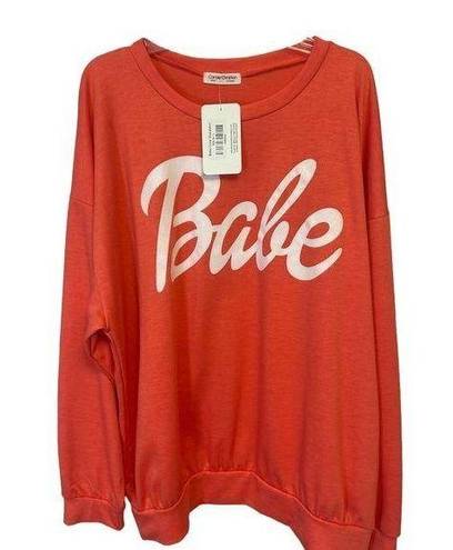 Parker Kenzie  boutique NEW oversized coral Babe sweatshirt size Large