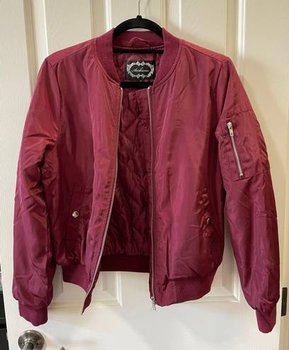 Burgundy Bomber Jacket Red Size M