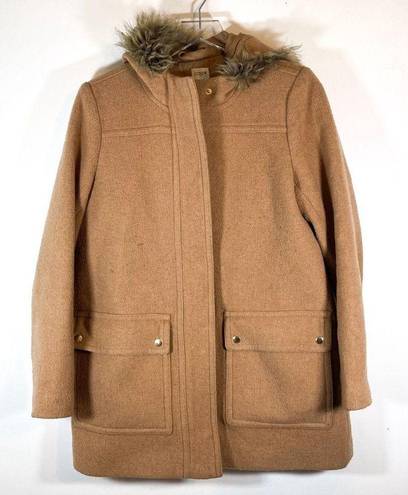 J.Crew  New Chateau Parka Wool Blend Coat Hooded Faux Fur Jacket Size 10