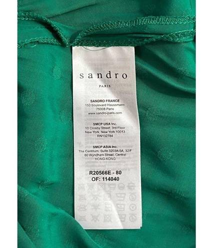 Sandro  Paris 42 8 10 Claudia Emerald Green Dot Jacquard Dress Mini Satin Viscose