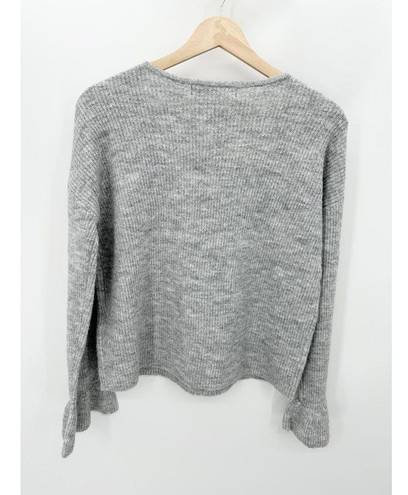 VERO MODA  Sweater Women Small NWT Light Grey Melange Simone Long Sleeve Ruffle