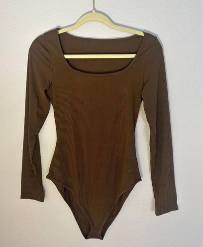 Brown Ribbed Bodysuit Size M