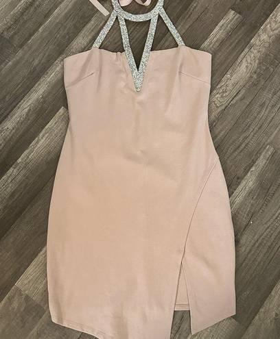 Charlotte Russe  Rose Cocktail Dress with metallic decorative halter. Size Large