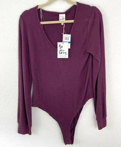 belle du jour  Rayon Knit Maroon Long Sleeve Bodysuit Size XL