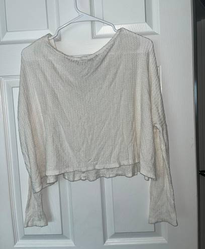 Cream Long Sleeve Crop Top White Size M