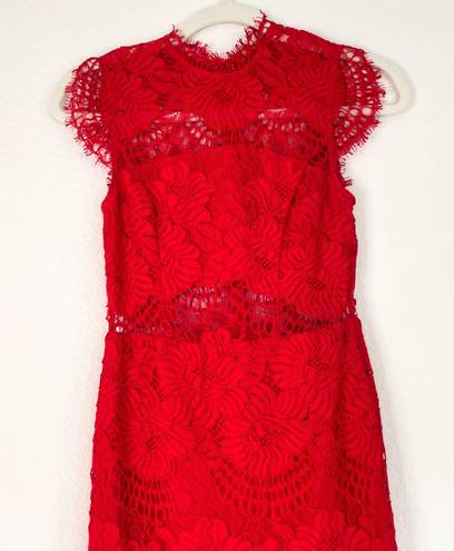 Alexis Red Floral Lace Crochet Midi Dress