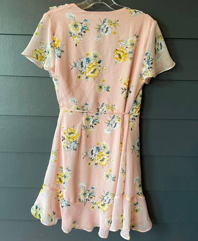 Lush Clothing Pink Floral Wrap Dress