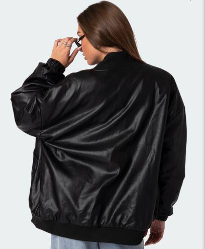 Edikted Faux Leather Oversized Bomber Jacket