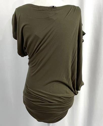 Lucy Paris New Lucy & Co Petal One Shoulder Dolman Tunic Embellished Mini Dress Green M/L